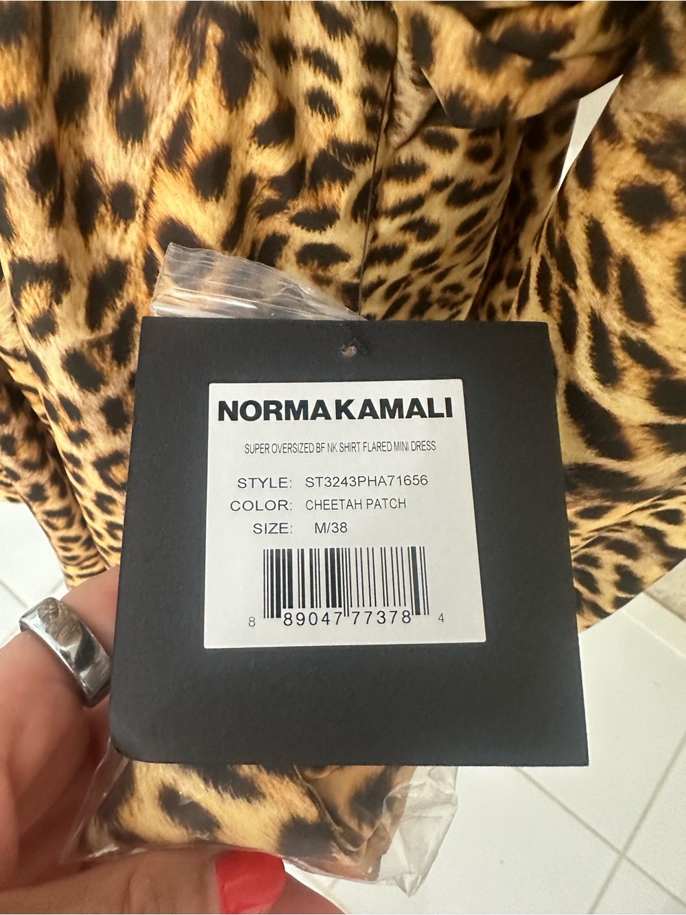 Norma Kamali Leopard-Print Shirt Dress in Black and Gold - Picture 5 of 6